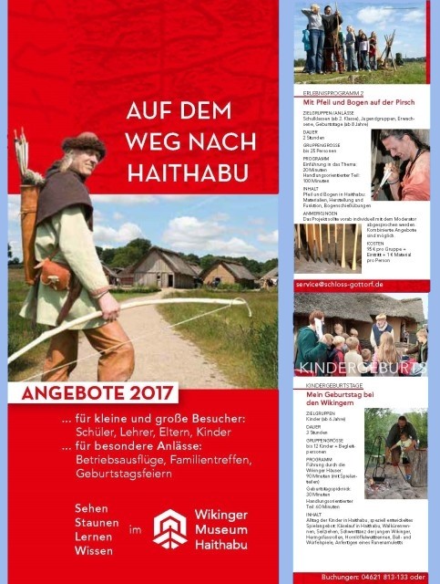 Erlebnisprogramm in den Wikinger Häusern Haithabu und Führungen bei den Häusern und Umgebung von Haithabu.